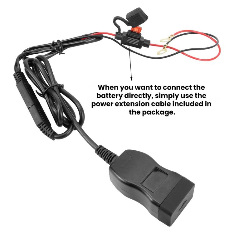 Motorcycle waterproof USB charger with battery lead cable and inline wiring