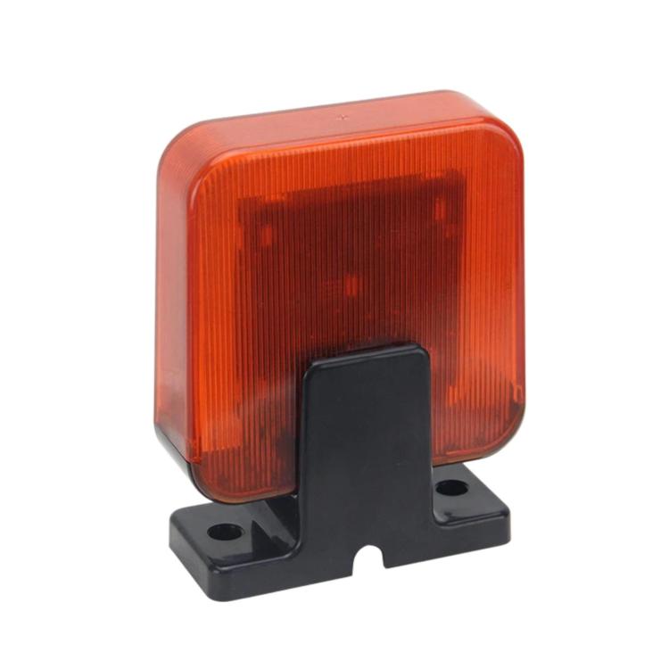 Orange translucent warning light cap with black base, two side mounting holes