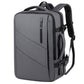 Expandable travel laptop backpack with front zip pocket and adjustable shoulder straps, gray