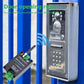 Gate controller module beside metal intercom panel, with antenna and green terminal block