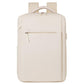 Beige waterproof laptop backpack with top handle and front zip pocket