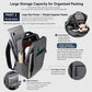 Gray laptop backpack open view with multiple organizer pockets and front zipper pocket