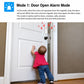 White door open alarm mode device with magnetic strip and remote control buttons