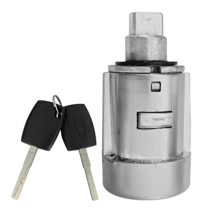 Ignition lock cylinder with two keys, silver body and black key set