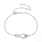 Sterling silver infinite loop bracelet with round gemstone accents and clasp