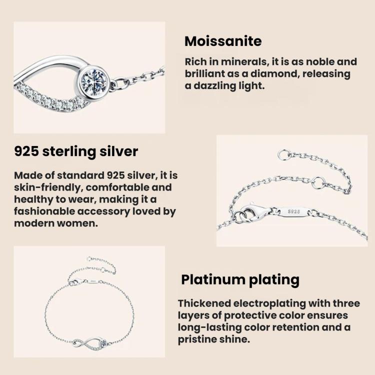 Sterling silver infinite loop bracelet with sparkling round gemstone accents