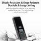 Black handheld barcode scanner with durable body and green indicator strip