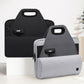 Black and gray lockable document organizer bags with molded top handles and lock tabs