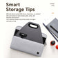 Gray lockable document organizer bag with top handle and front storage flap