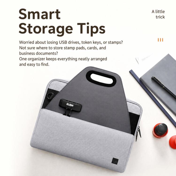 Gray lockable document organizer bag with top handle and front storage flap