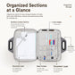Open gray lockable organizer bag interior with mesh pockets and document layers