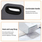 Gray lockable document organizer bag with black carry handle and hook-and-loop strap