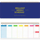 Blue undated weekly planner pad with gold spiral binding and weekly schedule layout