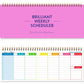 Rose red undated weekly planner pad with gold spiral binding and weekly schedule layout