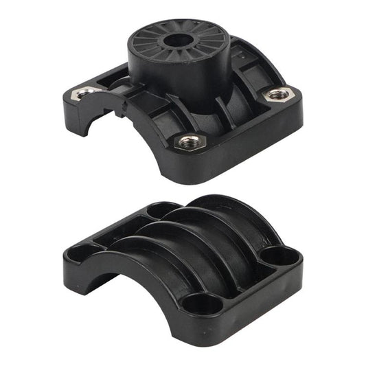 Garmin Panoptix transducer shaft bracket with black cradle and channel mount