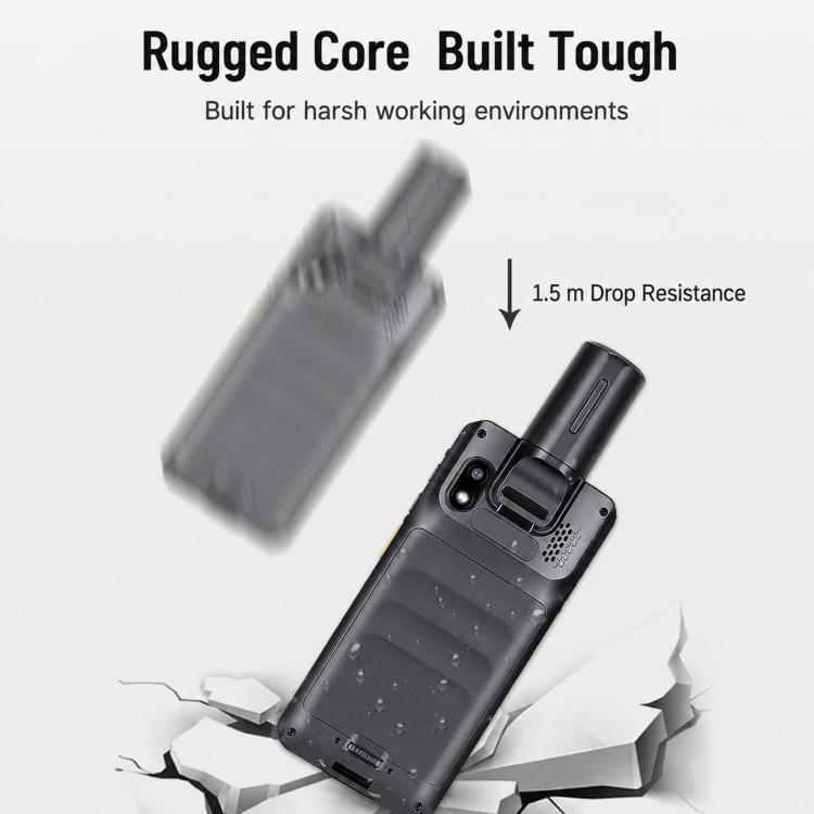 Rugged handheld Android mapping terminal with rear camera module, dark gray body