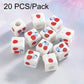 Pack of square white ceramic beads with red cherry and blue bow designs, large-hole DIY.