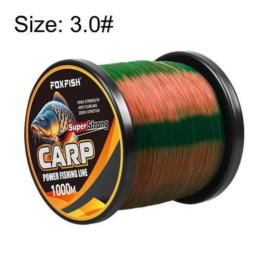 FOXFISH color-changing carp fishing line spool, green/orange, 3.0#, 1000m