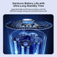 Indoor security camera battery life graphic with rechargeable cell diagram