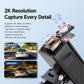 2K dash cam device with front lens, angled view showing black mounting bracket