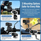 Dash cam with multiple mounting options shown on handlebar and mirror mounts