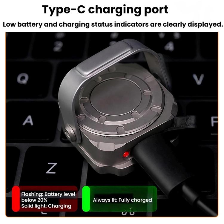 Mini rechargeable flashlight with Type-C charging port on the metal body