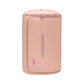 Compressible cylindrical quilt storage bag, soft pink with vertical zipper stripe