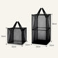 Collapsible mesh laundry hamper with handles, single and double layer sizes shown