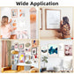 Picture hanging kit shown used to mount framed art on walls in a room