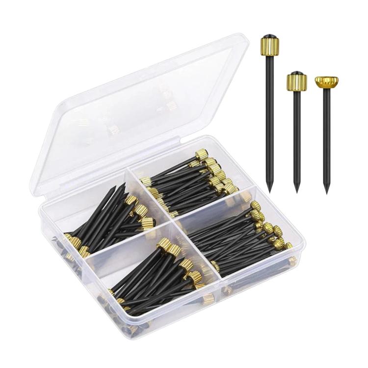 Picture frame nail set in clear organizer, black shanks with copper caps
