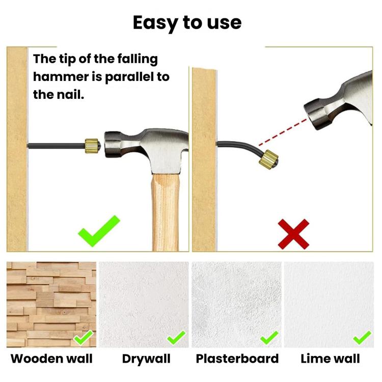 Copper cap nails with hammer, showing proper insertion alignment