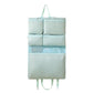 Hanging travel clothes organizer bag, light blue with multiple padded compartments and hanging straps