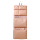 Hanging travel clothes organizer bag, rose pink with multiple padded compartments and hanging straps