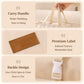 Beige hanging organizer bag with carry handle label and buckle closure