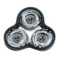 Electric shaver replacement heads underside with three drive sockets, dark plastic