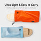 Waterproof drawstring shoe storage pouch set, orange and light blue with drawstring closure