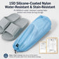 Waterproof drawstring slipper storage pouch, light blue with top grommet and pull cords
