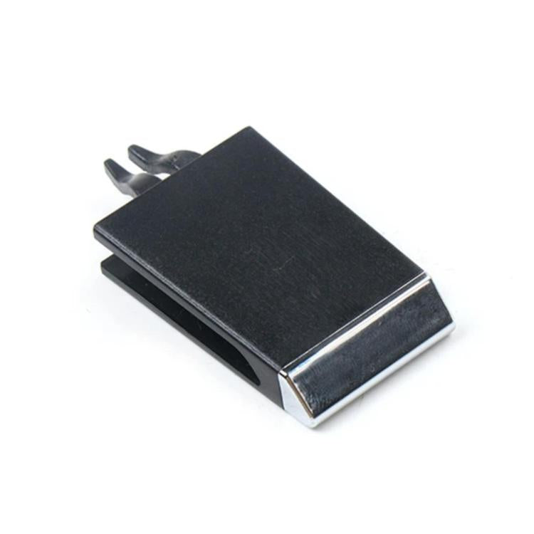 Black air vent grille insert with silver metal edges and small mounting clips