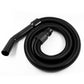 Black vacuum hose handle assembly with curved wand and coiled hose
