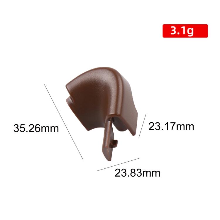 Mercedes-Benz left rear seat belt guide cover, brown molded piece with measurements