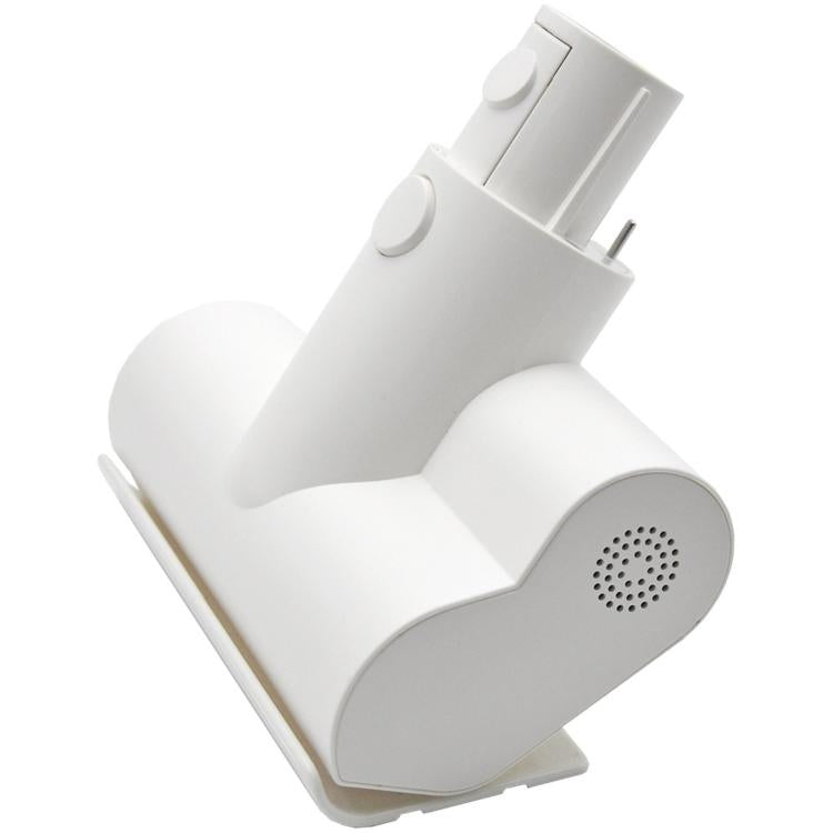 White mite brush head attachment with angled nozzle and round vent