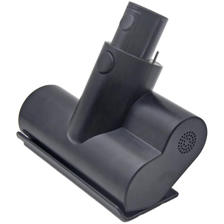 Black mite brush head attachment with angled nozzle and vented side panel