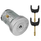 Car ignition lock cylinder with two brass keys, silver housing, square keyway