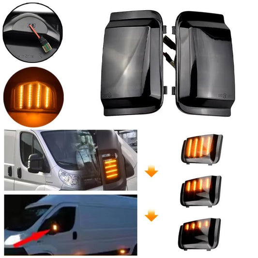Pair black side mirror LED turn signal lights with amber vertical light bars