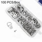 Silver D-ring picture hanger hooks and screws in clear 100 pcs box
