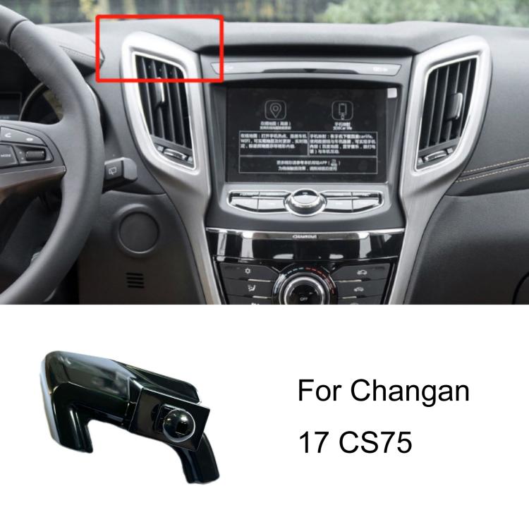 Car phone holder base for dashboard vent, black plastic, with mounting bracket