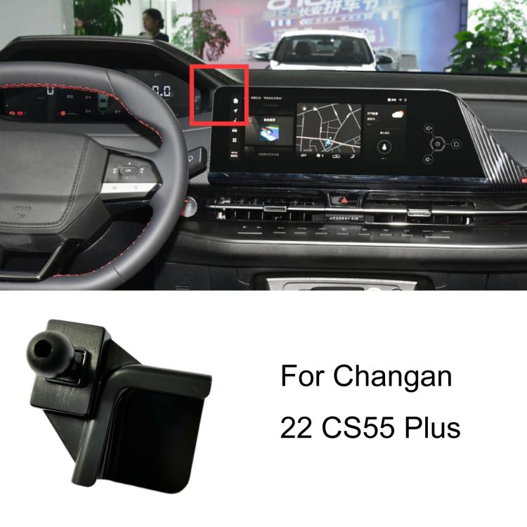 Black car phone holder base with screen-side dash clip mount