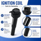 Black ignition coil with connector on top, side profile view.