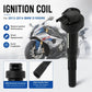 Black ignition coil with top connector and long body, front three-quarter view.