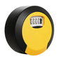 Yellow circular 4-digit combination key lock box with black keypad cover.